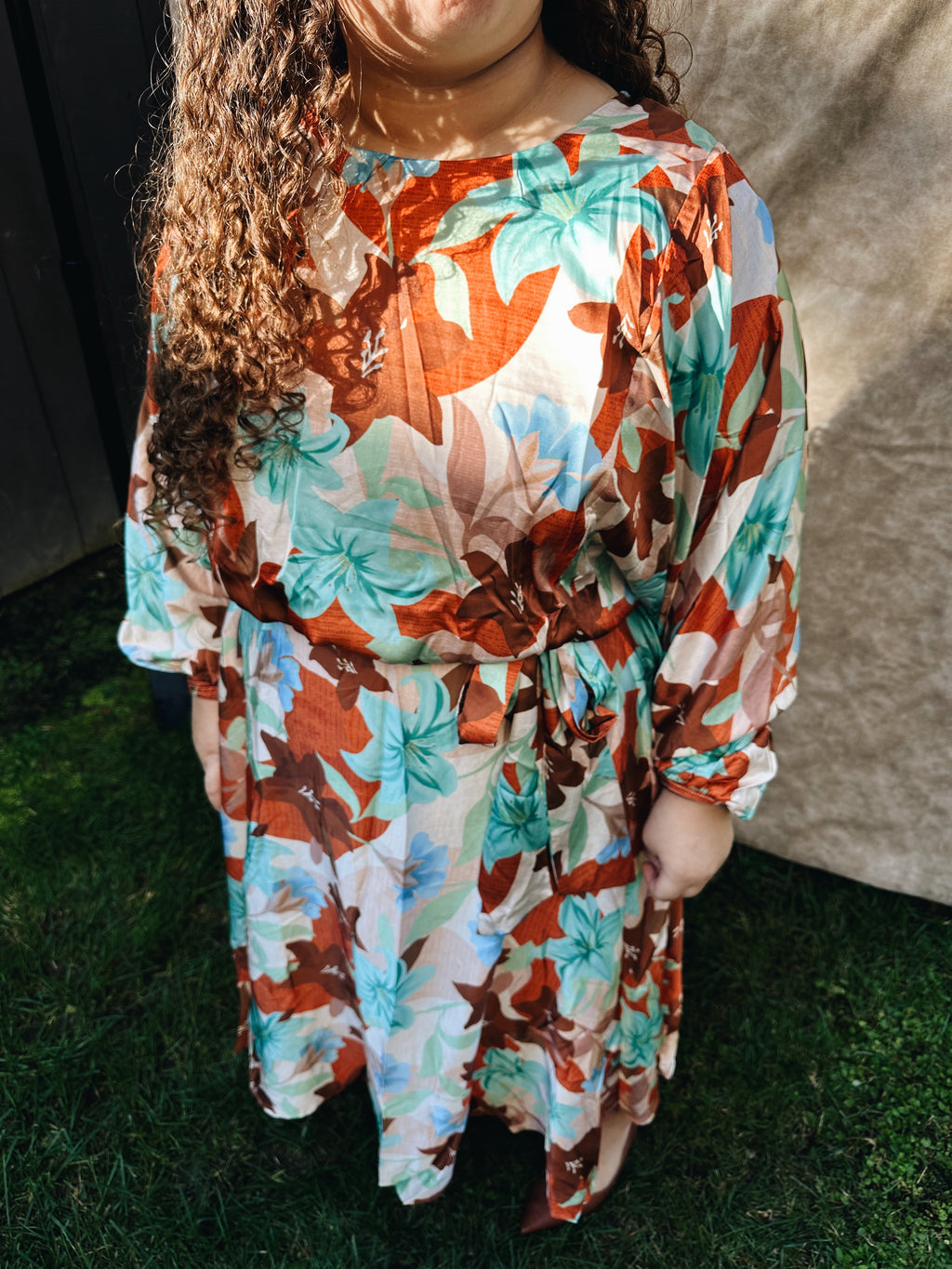 Plus Satin Autumn Midi Dress