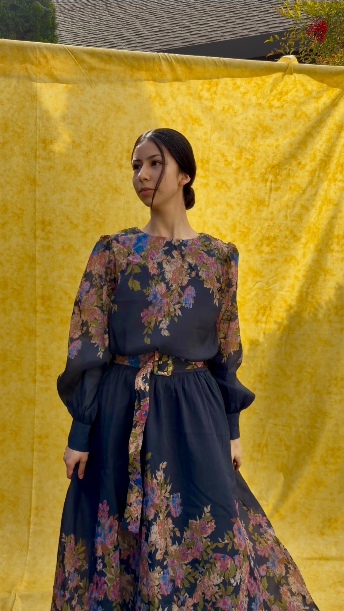 Midnight Bloom Midi Dress