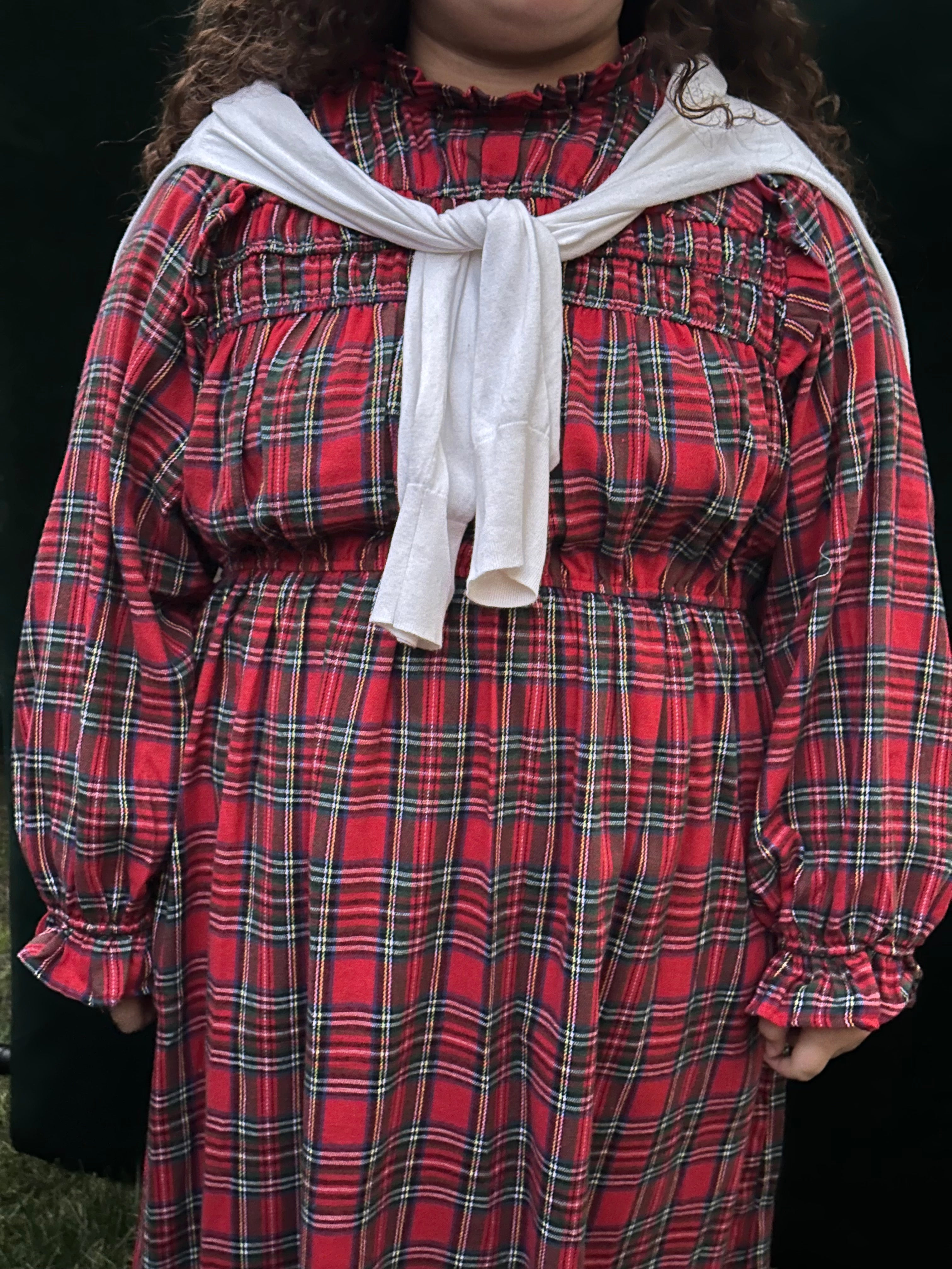 Plus Holiday Red Plaid Midi Dress
