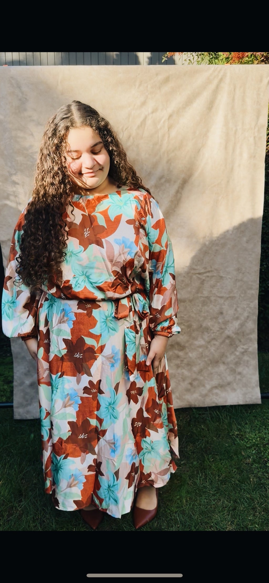 Plus Satin Autumn Midi Dress