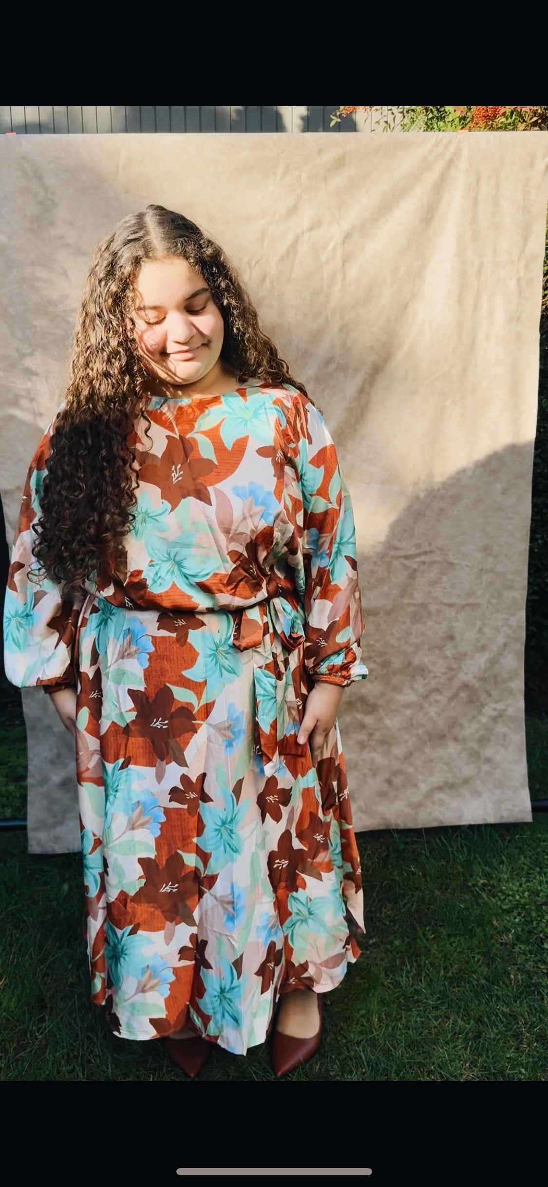 Plus Satin Autumn Midi Dress