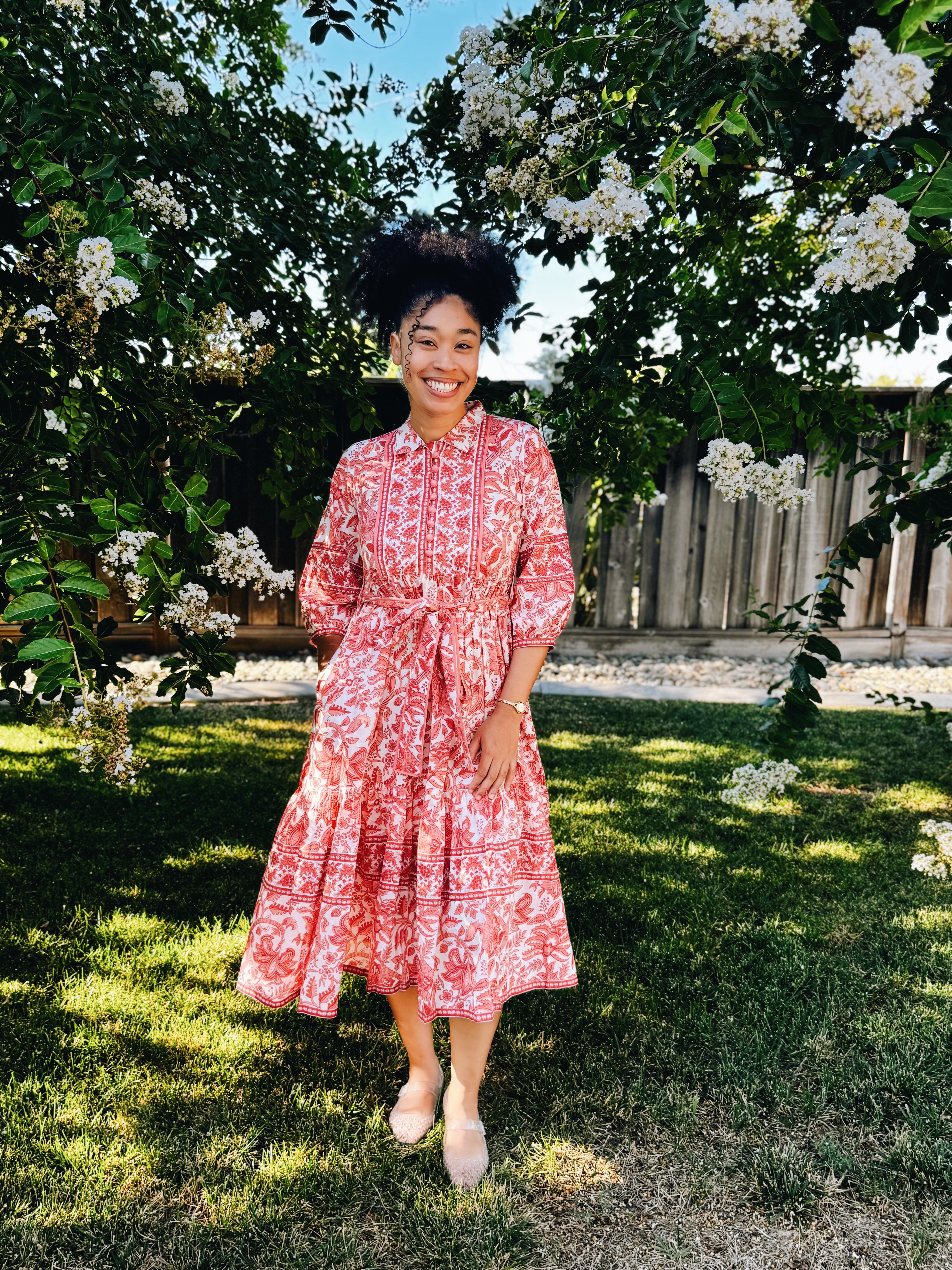 Golden Bloom Midi Dress