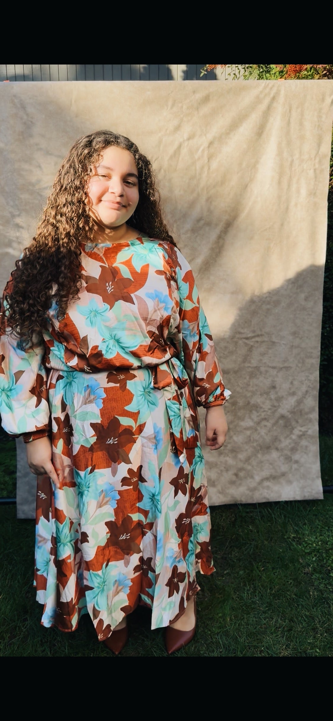 Plus Satin Autumn Midi Dress