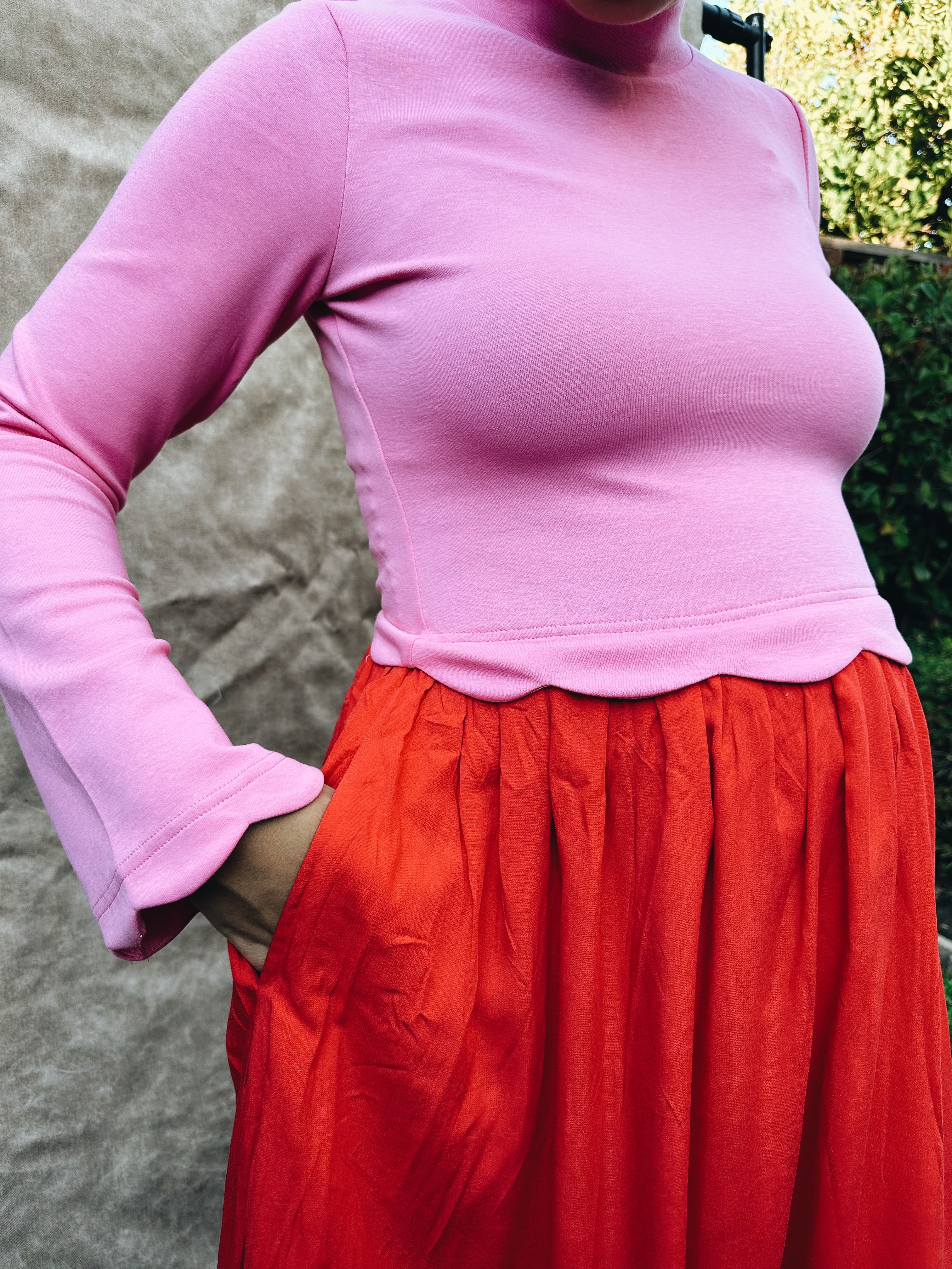 Heartline Color Block Midi Dress