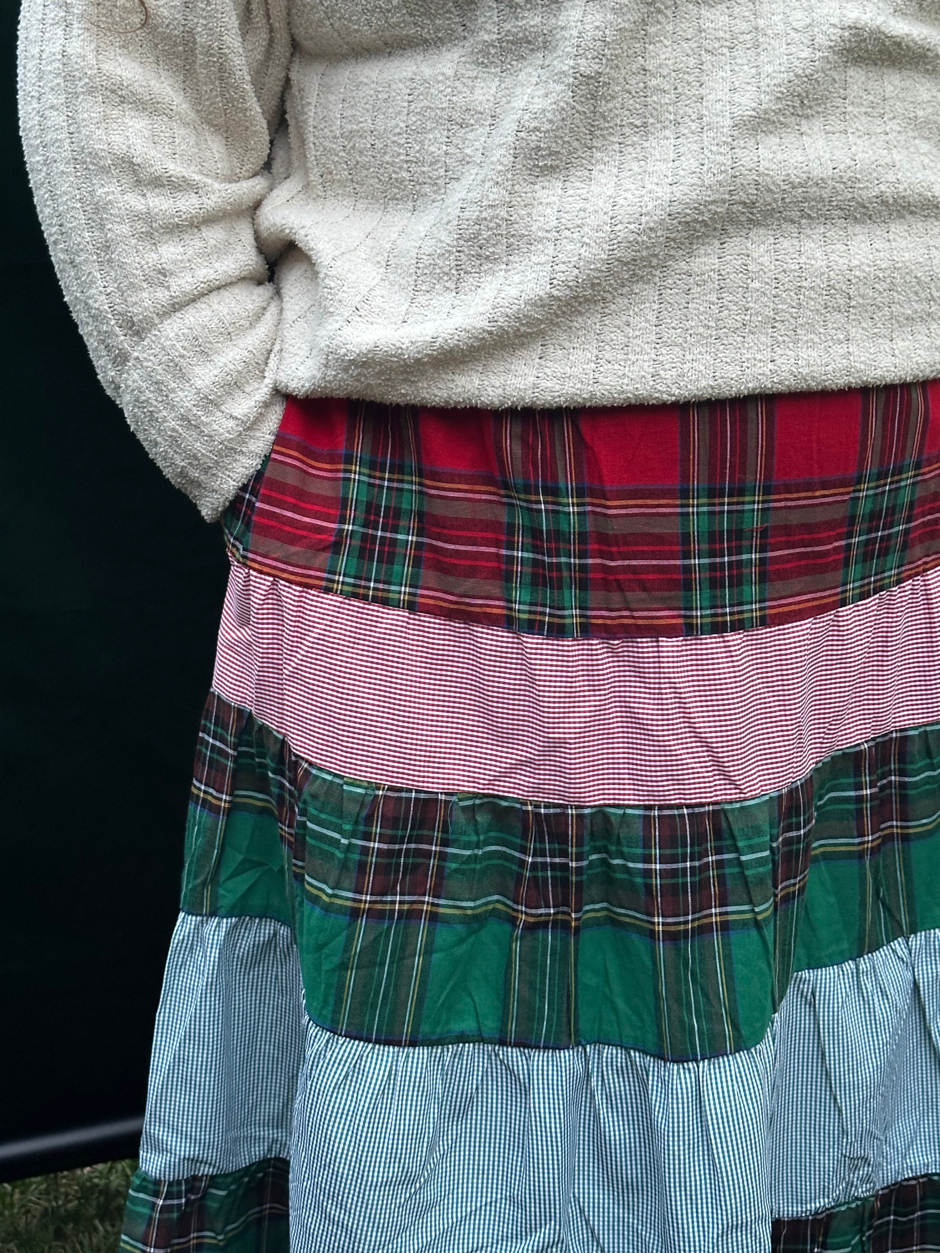 Holly Plaid Mixed Midi Skirt