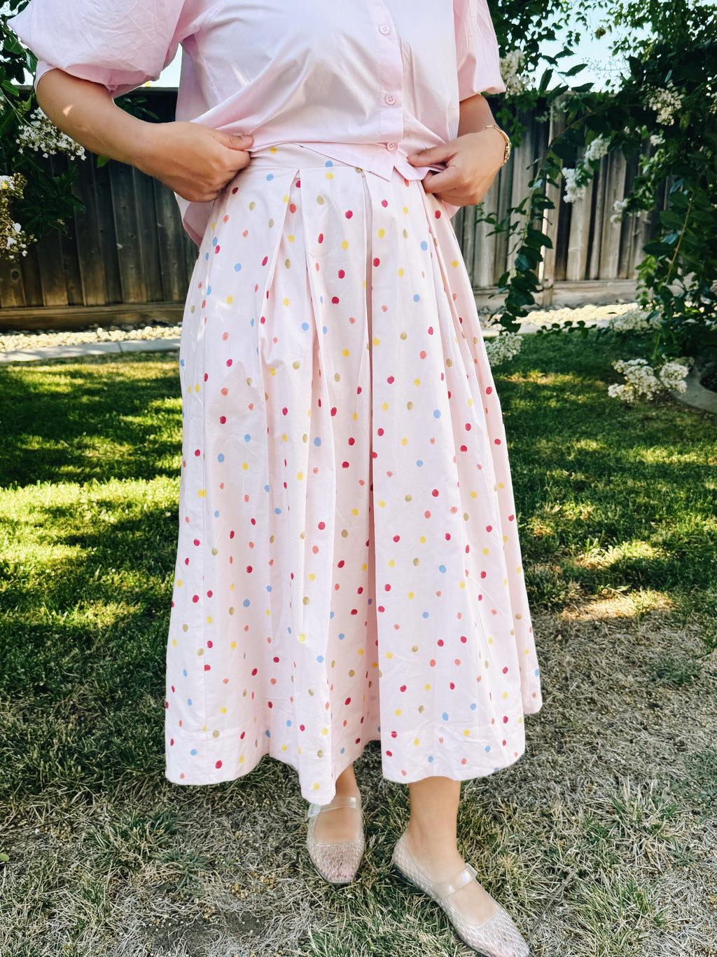 The Everly Dot Midi Skirt