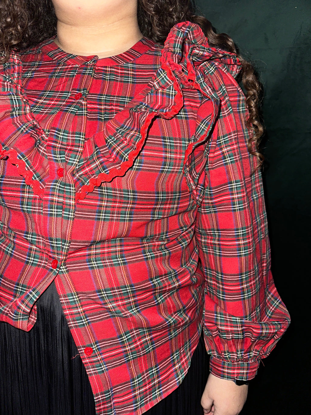 Christmas Plaid Ruffled Top